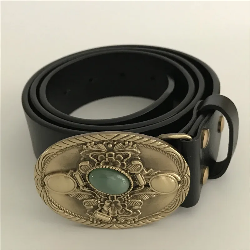 Retail 2018 New High Quality Oval Solid Brass Buckle Genuine Leather Luxury Men Belt Western Cowboy Belts Jeans accessories | Аксессуары