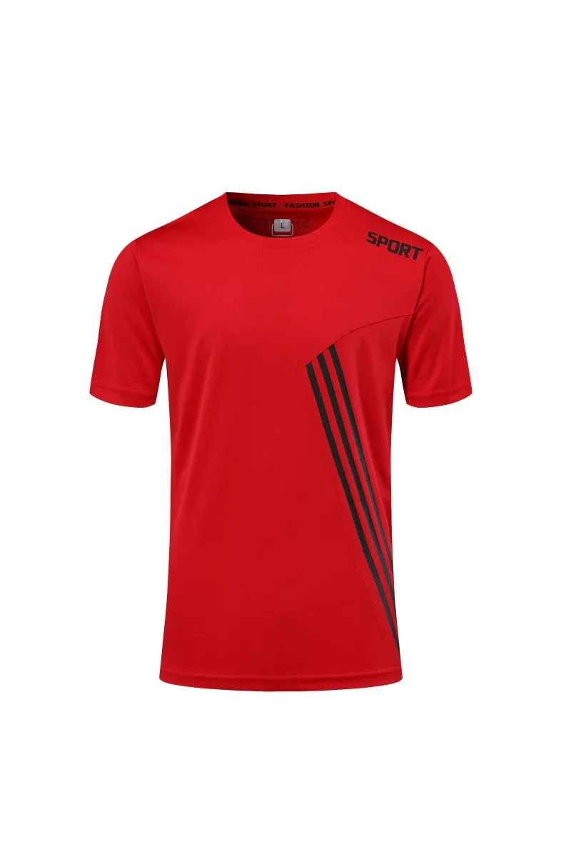 Красный HOWE AO мужские футбольные майки летние футбольные майки Camisa Masculina Maillot Foot Camisas сухая облегающая футболка рубашка для бега - Цвет: Красный