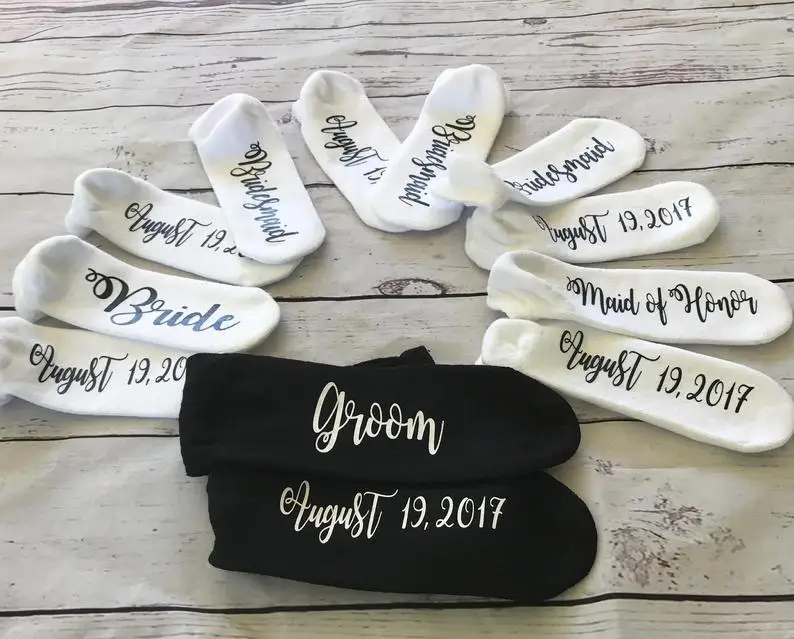 personalized any text Gift From Bride Socks/ Bridesmaid Socks/ Wedding Gift Socks/  Customize Wedding Day groom Socks