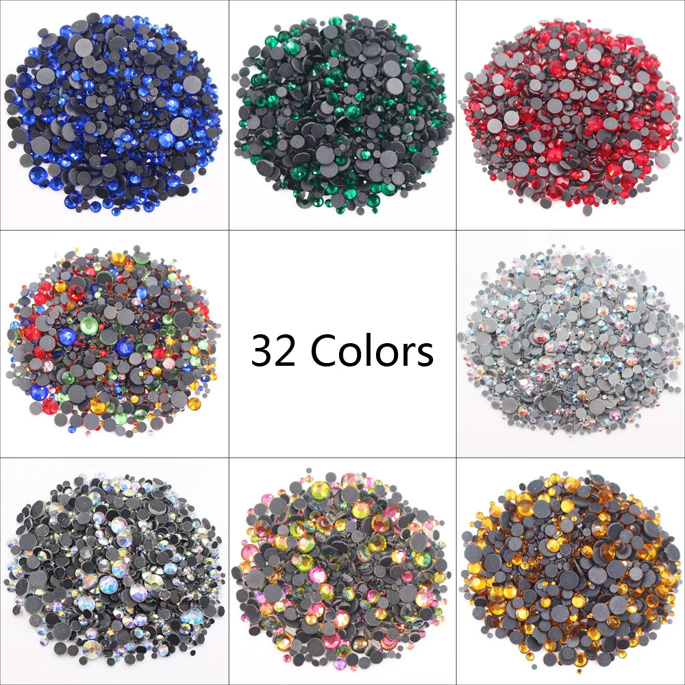 

2500pcs Siam Mix Size Shiny Stones And Crystals Strass Hot fix Rhinestones Trim Crafts Iron On Rhinestones For Clothes Fabric