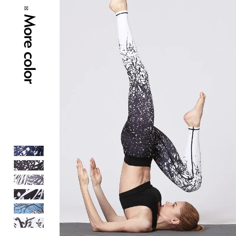Женские Леггинсы для йоги с высокой талией и цифровой печатью супер эластичные