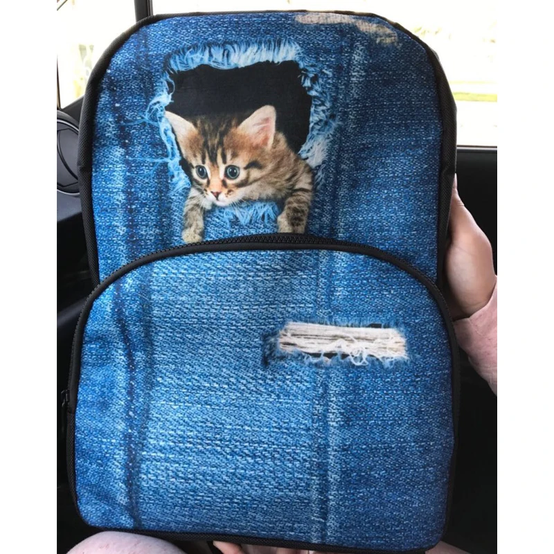 WHOSEPET джинсовая кошка школьная сумка для подростка мальчиков рюкзаки школьные