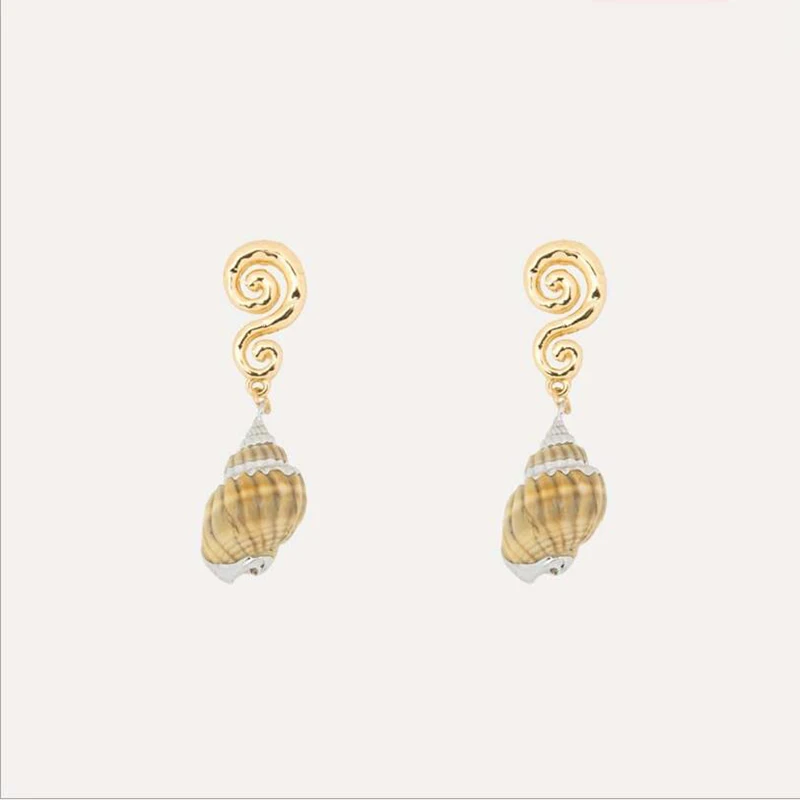Amaiyllis Bohemia Natural Shell Stud Earrings For Women Chic Geometric Metal S925 Silver Pin Post New Statement Earring | Украшения и