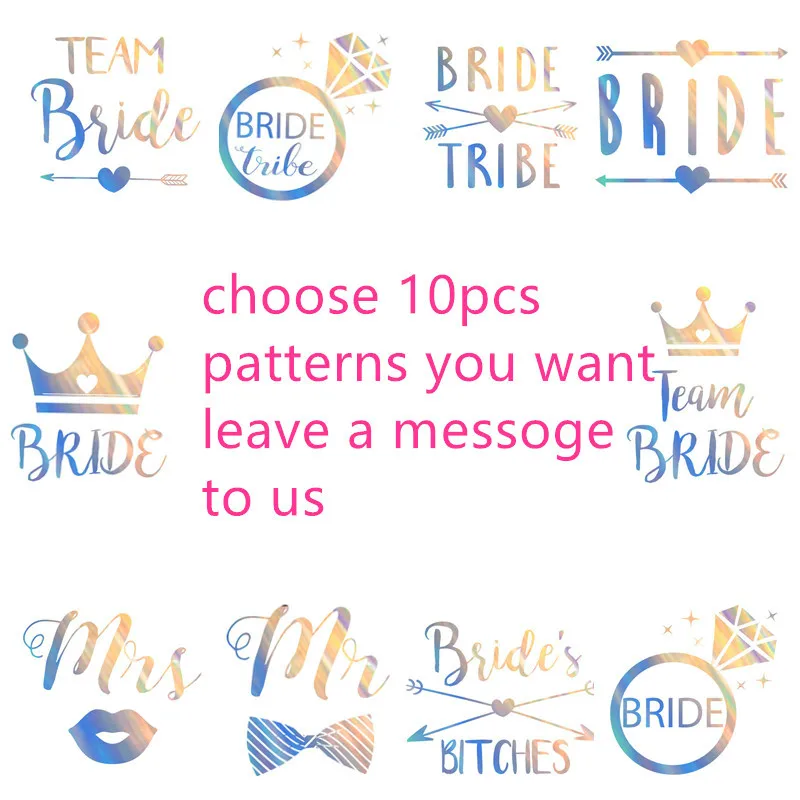 10 шт. временные тату наклейки Team Bride|Украшения своими руками для вечеринки| |