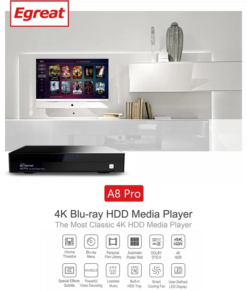 Egreat A8 Pro UHD медиаплеер Профессиональный 4K Android 7,0 Smart tv Box Bluetooth 3,5 ''HDD SATA HDMI2.0 HD приставка клавиатура