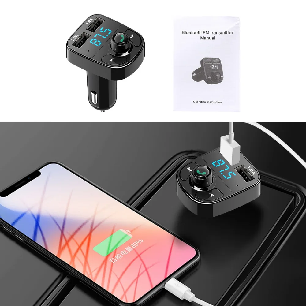 Многофункциональный Bluetooth автомобильный набор, свободные руки, Беспроводной fm-передатчик громкой связи Bluetooth гарнитура Aux FM модулятор Автомобильный аудио MP3 плеер 3.1A TF Micro SD мобильный телефон Dual USB зарядное устройство для зарядки