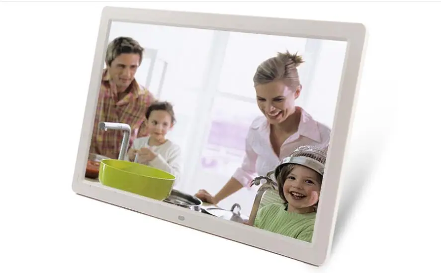 Белый 17" Digital Photo Frame Electronic Picture Frame 1440*900 1080P Alarm Clock MP3 MP4 Remote Control - Цвет: Белый