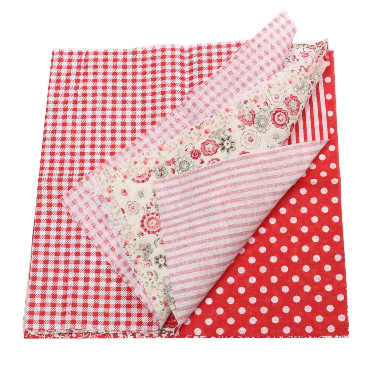 Красный 7Pcs 1" квадраты Ассорти рисунок цветочный из хлопчатобумажной ткани ткань для поделки своими руками Ткань для шитья, пэчворка ручной работы ткань 25x25 см - Цвет: Красный