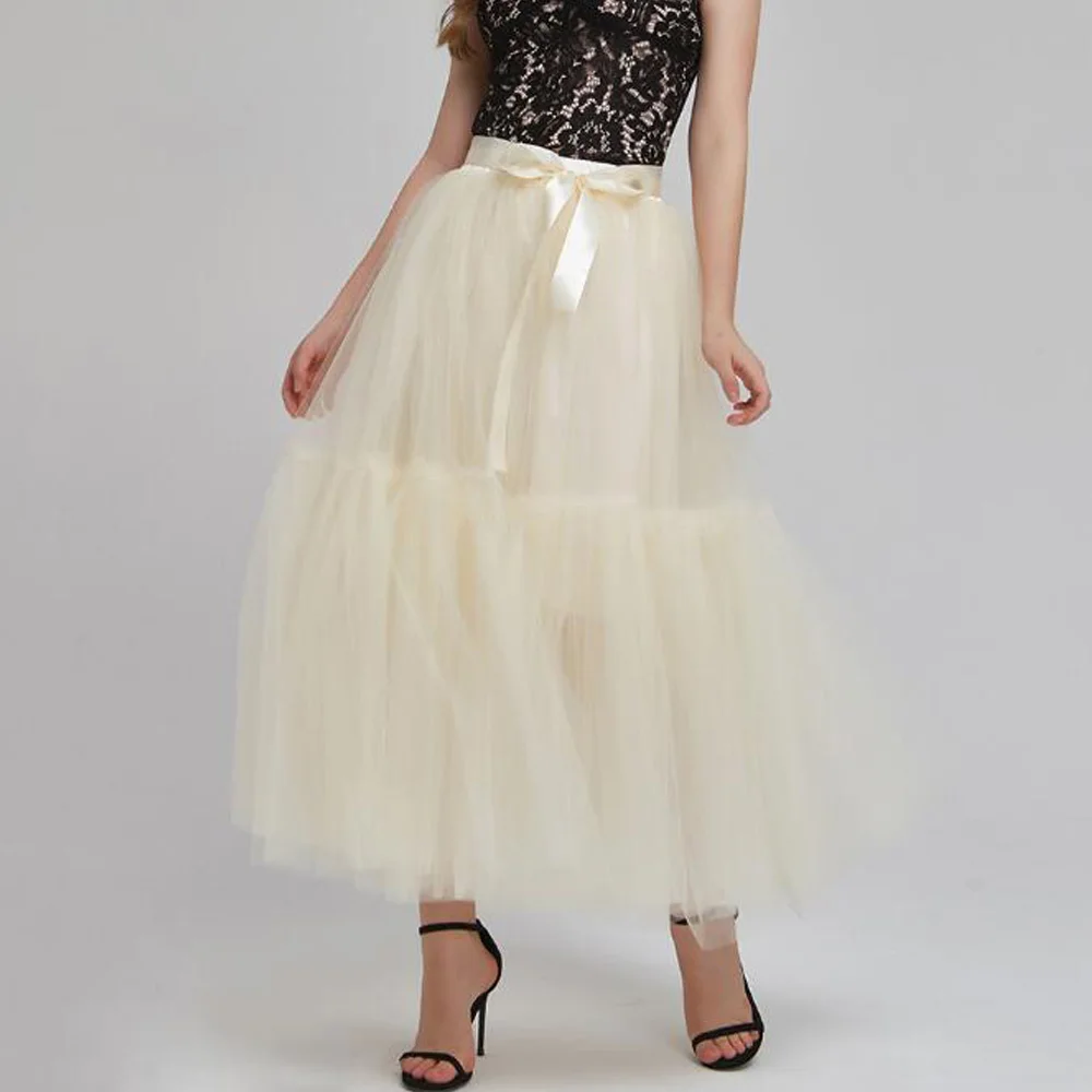 Винтажная юбка с оборками длинная фатиновая летняя для выпусквечерние вечера