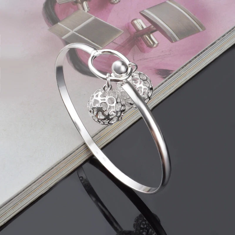 Горячие оптовые полые мяч браслет серебряный Прекрасный модный ювелирные