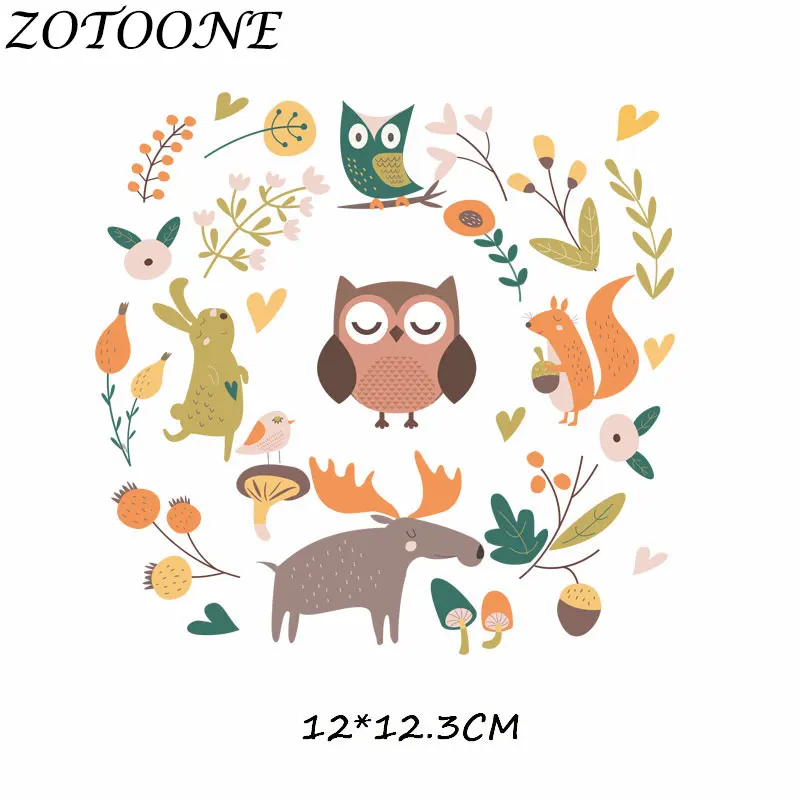 ZOTOONE DIY нашивки с теплопередачей для аппликация на одежду Детская одежда украшения милый мультфильм животных сочетание железа на нашивках - Цвет: 593