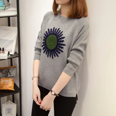 CHUNLI Large size Women Casual O-Neck Pullover Spring Autumn Winter Female Sweater Plus Size Fashion Floral Embroidery sweater | Женская