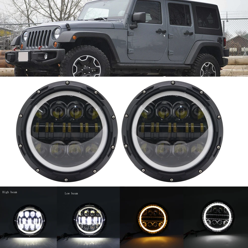 2X7 дюймов круглый светодиодный прожектор для Jeep Wrangler JK TJ LJ lada niva 4x4 suzuki samurai Hummer H1 H2