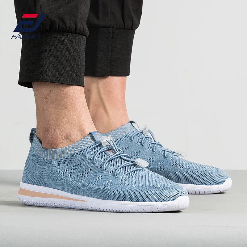 FANDEI, тренд, спортивная обувь для мужчин, дышащая, flyknit, спортивная обувь для мужчин, светящиеся носки, кроссовки для мужчин, zapatillas hombre deportiva - Цвет: Lake Blue