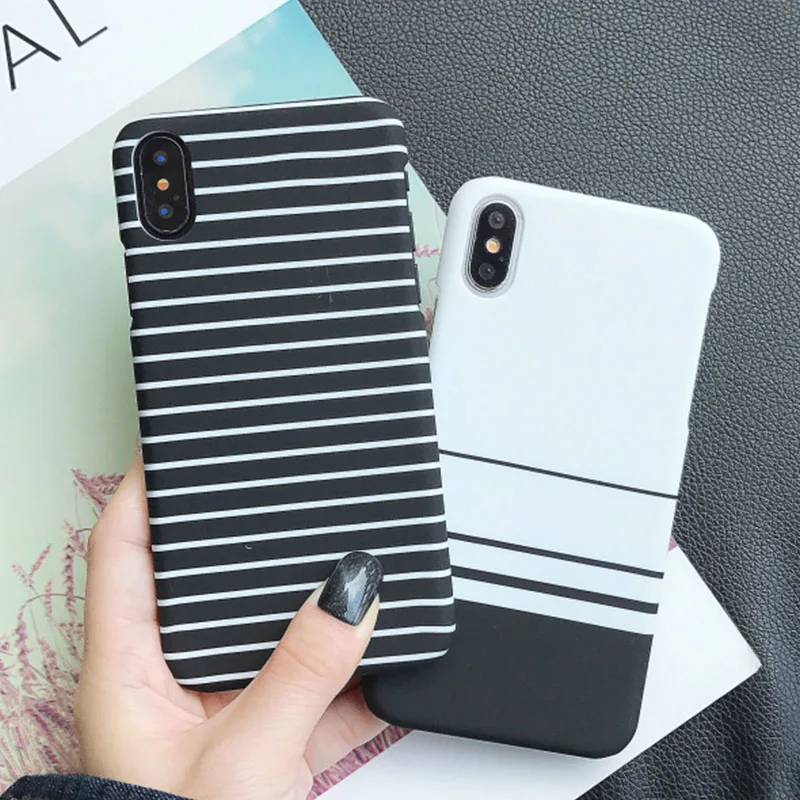 Простая черно-белая решетка сетка чехлы для телефонов iPhone XS Max XR X 10 6s 7 8 Plus жесткий