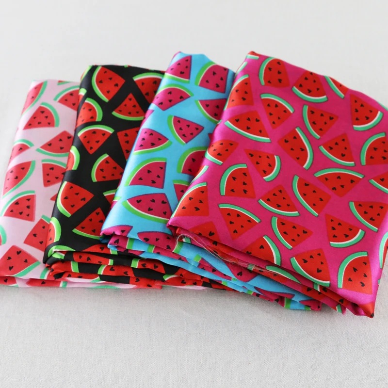 Мягкий шелковистый атласный шармёз материал шарфы подкладки Diy арбуз ткань|watermelon