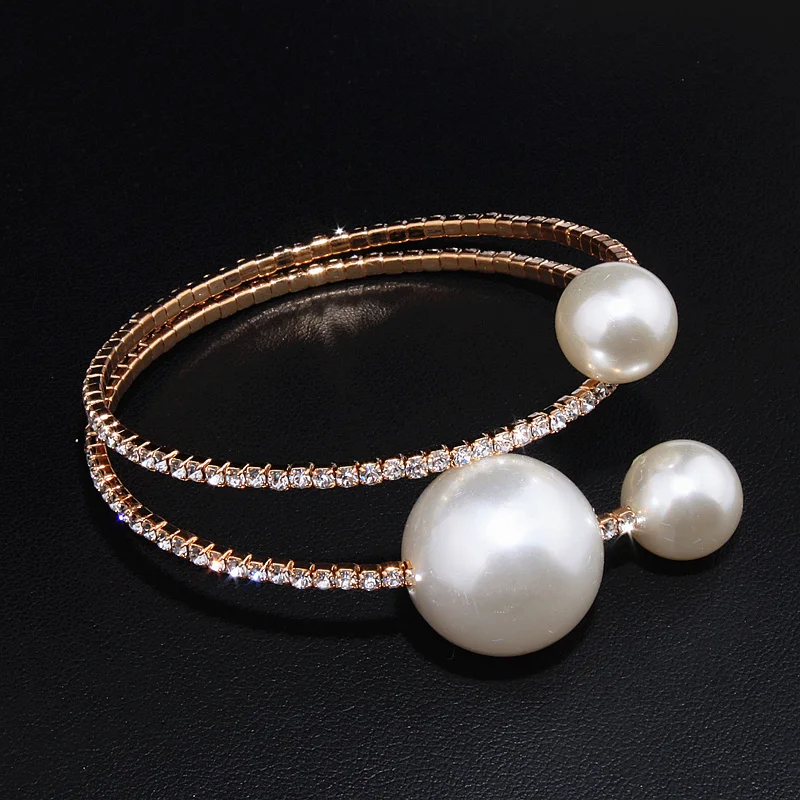 Женский набор свадебных украшений из колье и браслета с искусственным жемчугом