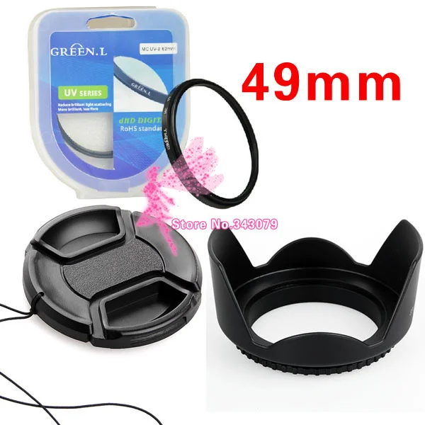 Комплект объектива камеры 49 мм бленда + крышка Зеленый MC УФ-фильтр аксессуары |