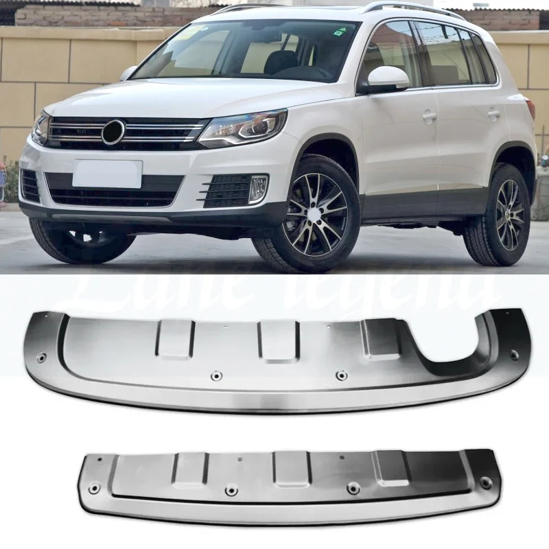 Для Volkswagen Tiguan 2013 Передняя нержавеющая сталь хром Задний бампер протектор нескользящий лист