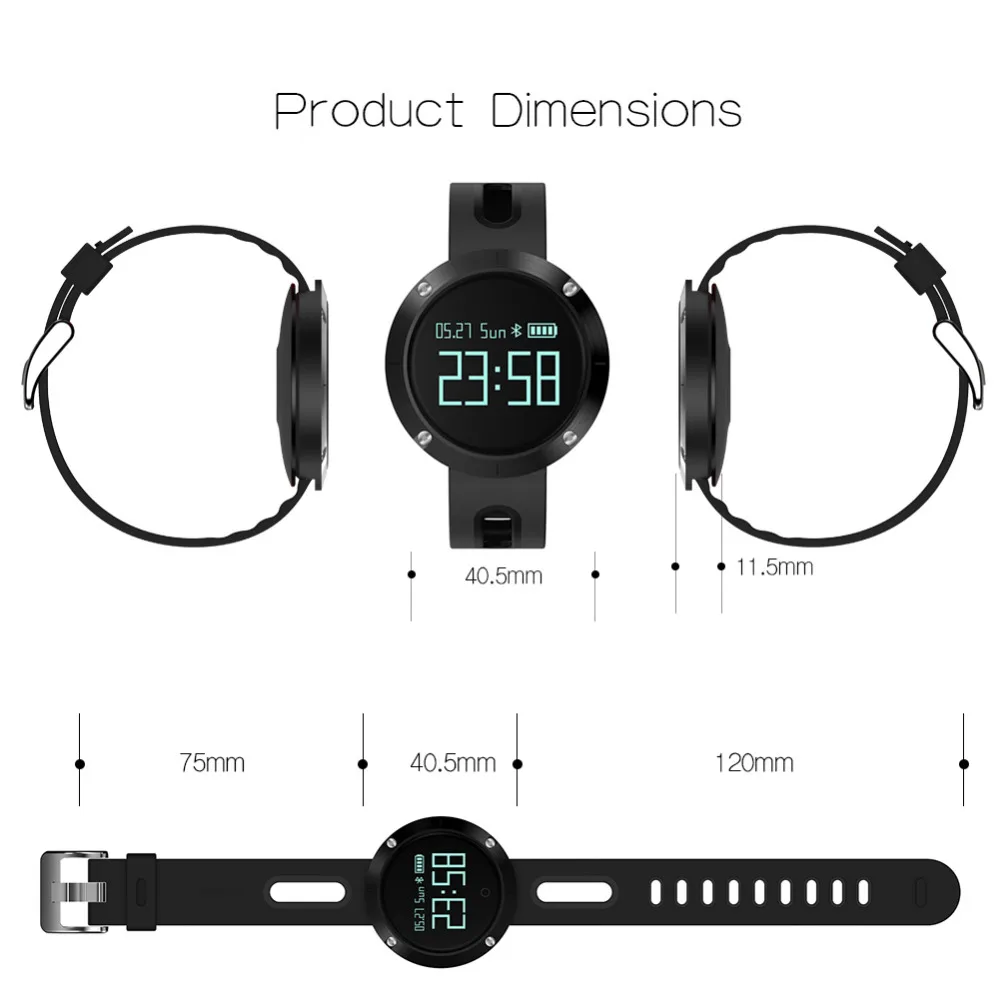 DM58 Smart Wristband Blood Pressure Heart Rate Monitor waterproof Bluetooth Sports Bracelet Watch Activity Tracker Band | Электроника