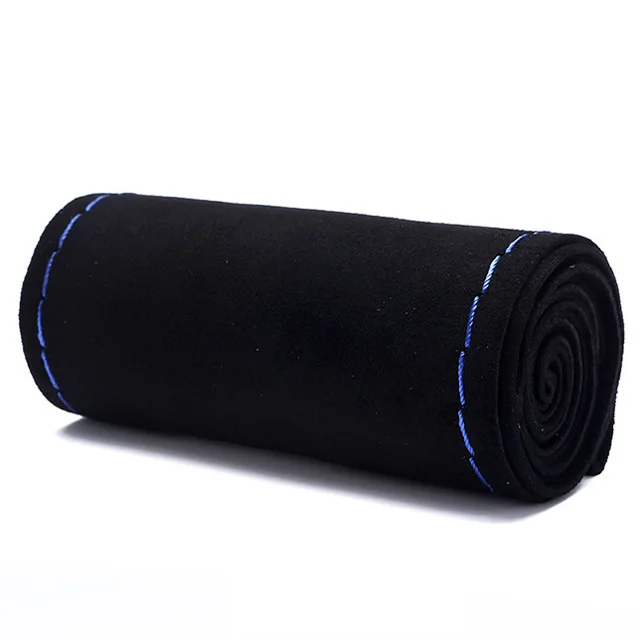 black-blue line 1 шт 37/38 см DIY авто крышка рулевого колеса замши Материал чехол рулевого колеса автомобиля иглы и нити аксессуары для интерьера - Название цвета: black-blue line