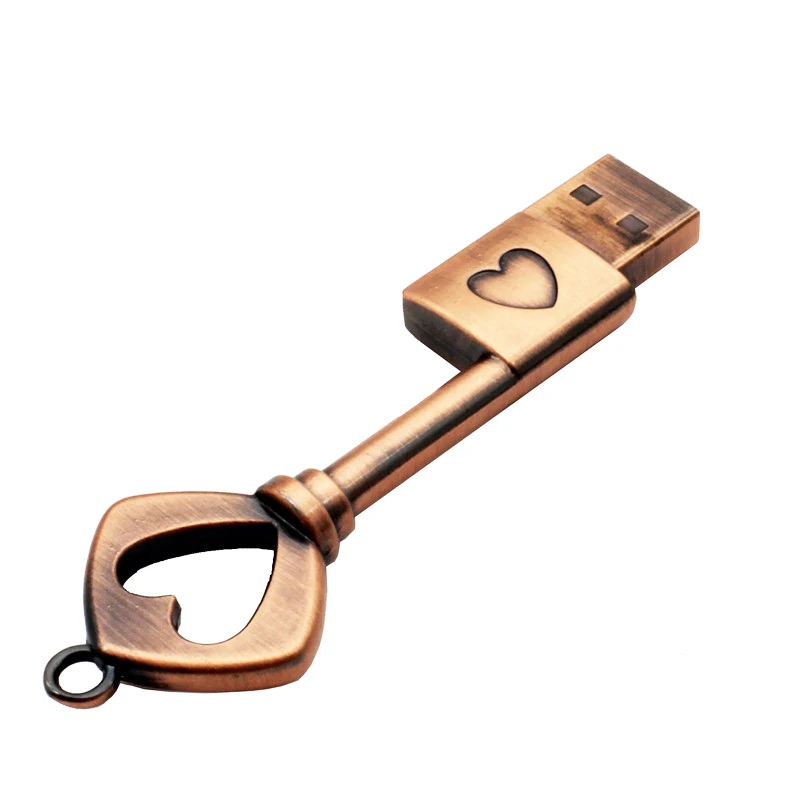 JASTER медный ключ в форме сердца, usb флеш-накопитель, флеш-накопитель, 4 ГБ, 16 ГБ, 32 ГБ, 64 ГБ, металлические ключи, карта памяти, свадебный подарок - Цвет: A