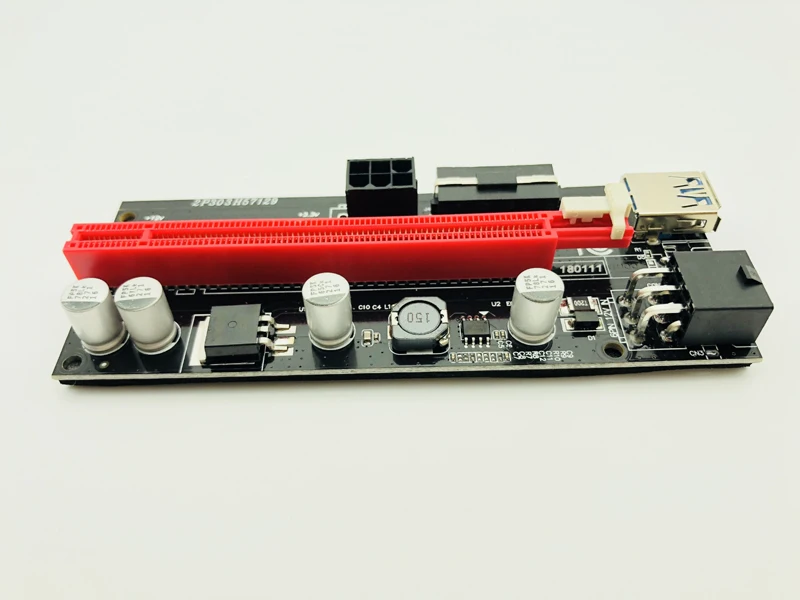 Двойной светодиодный кабель VER009S PCI E 6 шт. Riser Card 009S Express 1X к 16X 0 м USB 3 6Pin Molex Power для