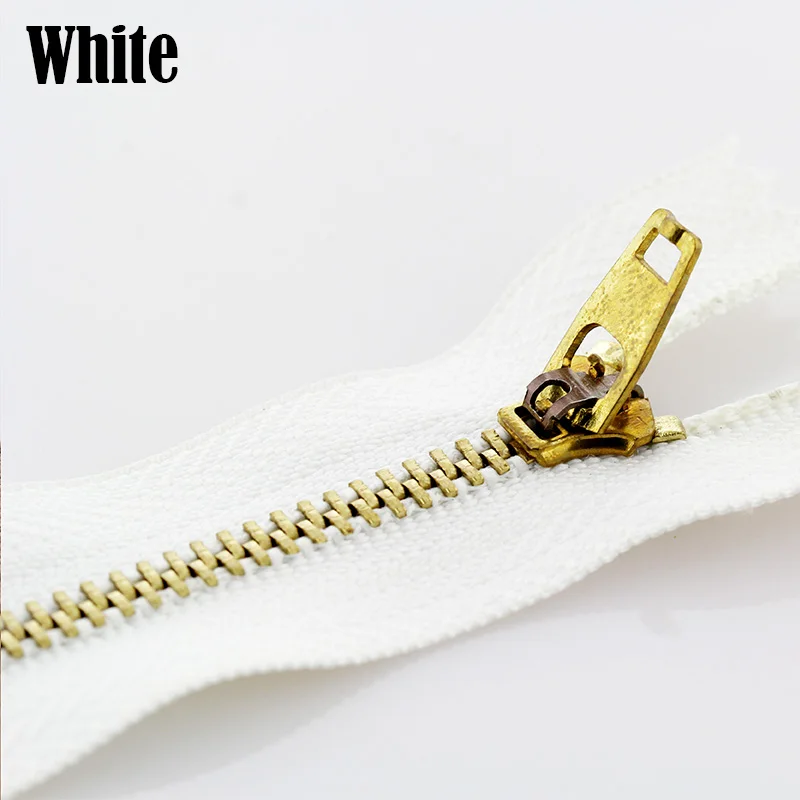 White 3# 5pcs 10/13/15/18/20cm metal brass auto lock close-end zippers for footwear fenim skirt sewing garment - Цвет: White