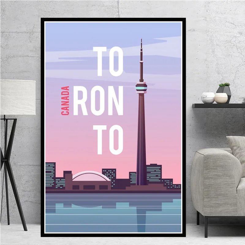 World Travel City пейзаж Taksim Тель Авив Toronto Современная живопись плакат репродукции, настенное искусство фотографии для гостиная домашний декор
