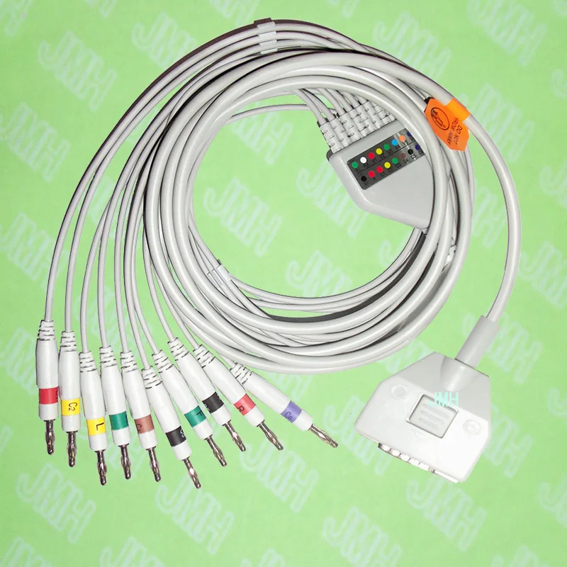 

Compatible with Fukuda ME KP-500 EKG 10 lead,One-piece ECG cable and leadwires,15PIN,4.0 Banana,IEC or AHA.