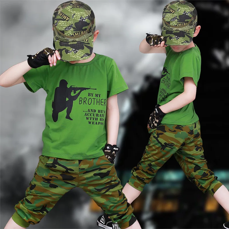 2019 комплект детской одежды летняя камуфляжная одежда для мальчиков комплекты