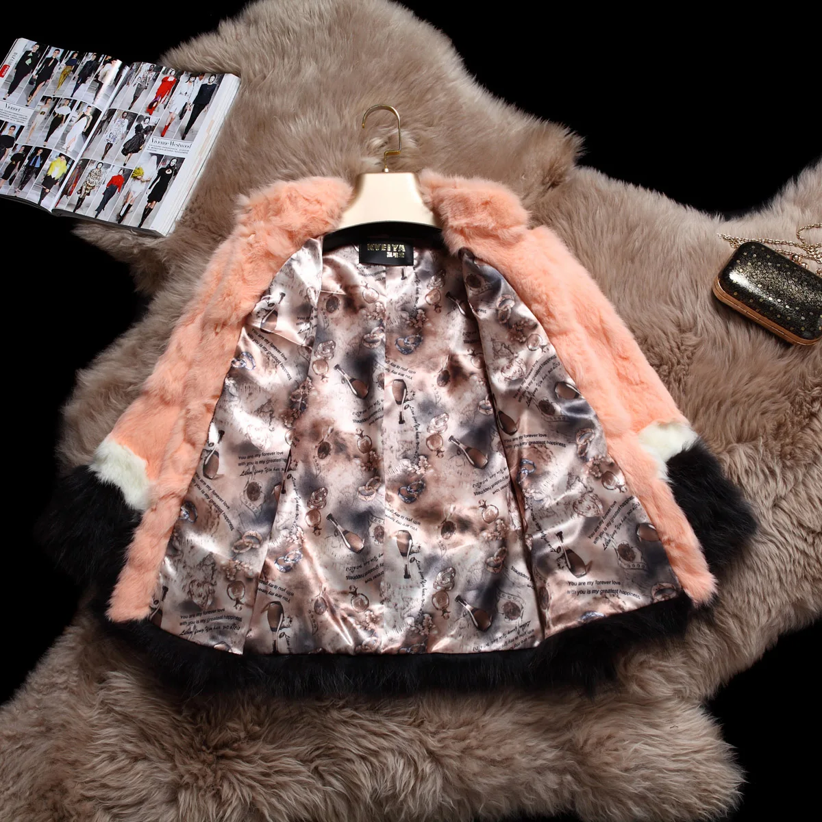 Модная цветная контрастная одежда из натурального меха в стиле пэчворк женская