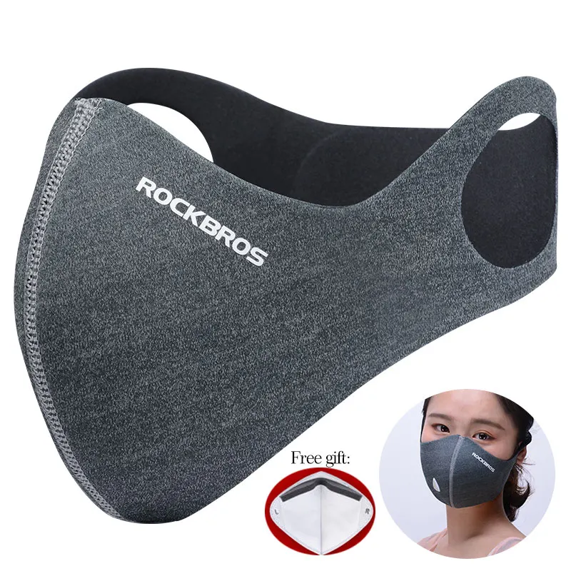 ROCKBROS, велосипедная маска для лица, дышащая, водонепроницаемая, PM 2,5, Защита рта, мягкая маска, защита от пыли, 5 фильтров - Цвет: hook LF007-1