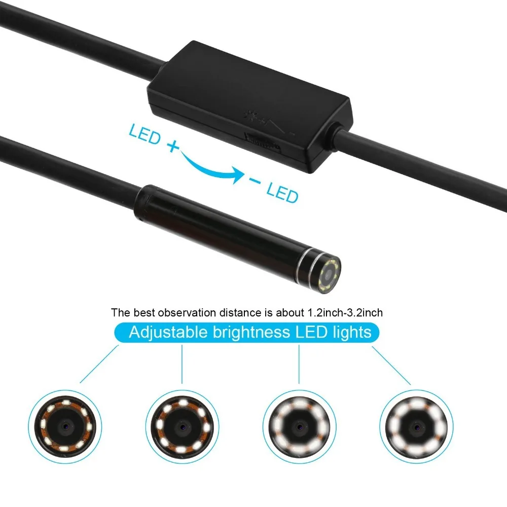 Беспроводной Полужесткий эндоскоп HD 2 МП Водонепроницаемая USB камера для Android IOS и