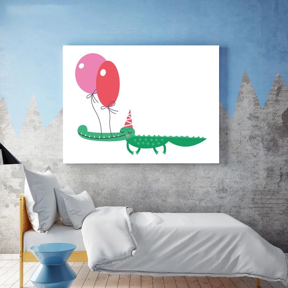 Giraffe Zebra Flamingo Elephant Nordic Posters and Prints Canvas Painting Animals Wall Art Pictures Kids Room Decor No Framed | Дом и сад