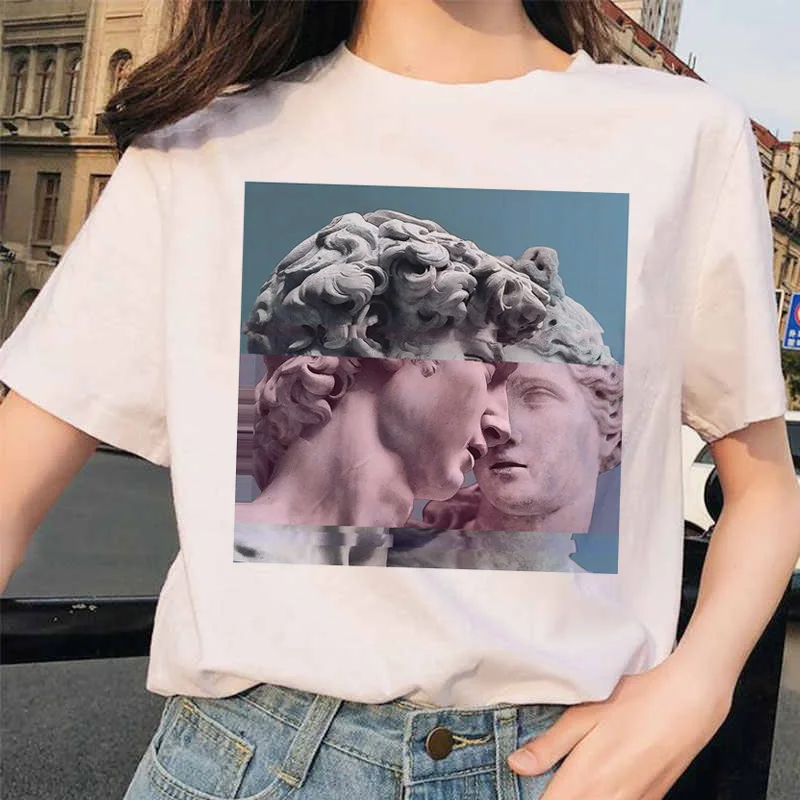 Michelangelo Vaporwave Футболка женская футболка женская Давид каваи корейский harajuku Графический ulzzang 90s эстетические рубашки - Цвет: 5307