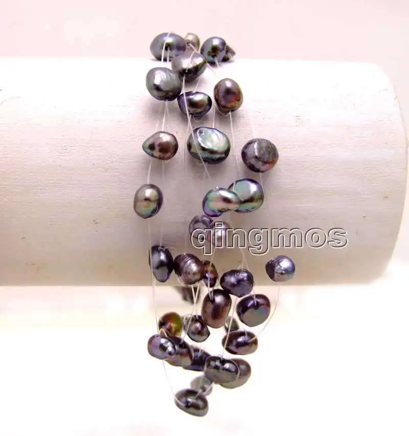 4 7 мм барокко черный натуральный пресноводный жемчуг 9 пряди 7.5 &quotStarriness Bracelet bra344
