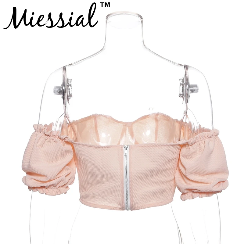 Miessial, розовая Элегантная блузка Футболка с открытыми плечами Женская модная винтажная блузка с открытой спиной Женская осенне-зимняя сексуальная клубная блуза