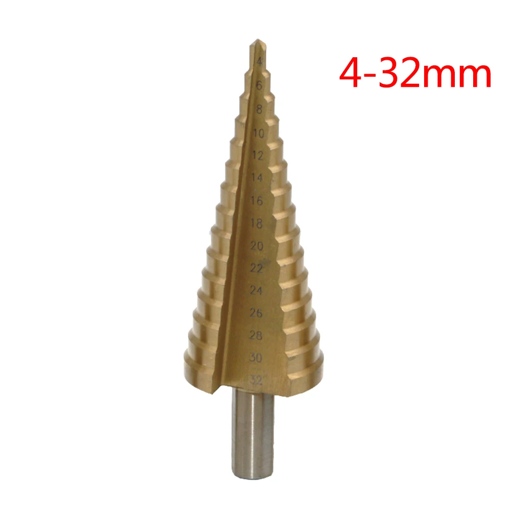 4-32mm 4-12-20-32 мм ступенчатое сверло из быстрорежущей стали с титановым покрытием, инструменты для резки металла, набор сверл для деревообработки - Цвет: 4-32mm