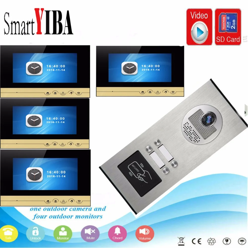 SmartYIBA 7 &quotдюймовый монитор видео-телефон двери дверной звонок Домофон RFID доступа