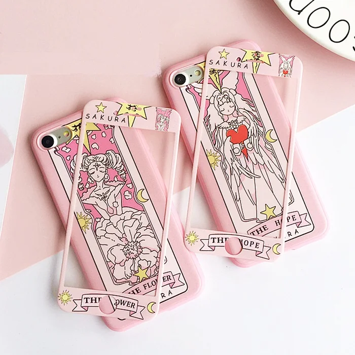 Для iPhone 8/8 plus Captor SAKURA Чехол+ пленка для экрана из закаленного стекла, супер милый мягкий чехол для iPhone 7 plus 6 6S plus Fundas