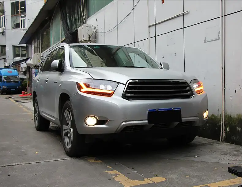 2 шт. 2008 2009 2010 2011y налобный фонарь для Toyota фара Highlander All in Светодиодный динамический