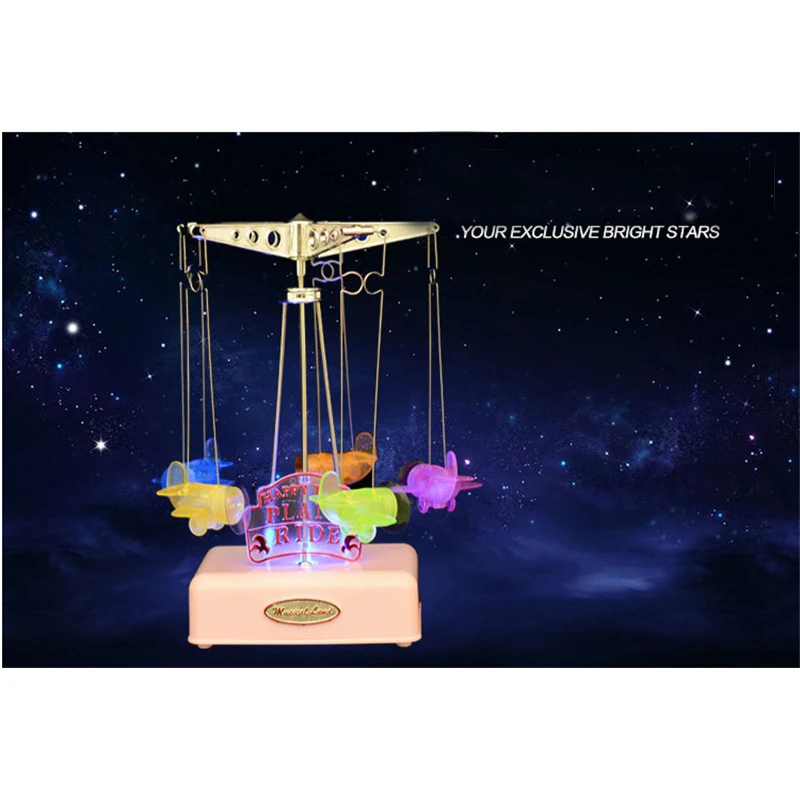 

Merry-go-round LED lighted music box Plastic plane Model Craft Movement musical box Carousel Mechanism musical Toy Gift for kid