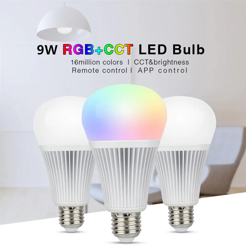 Milight AC 85V - 265V E27 6W 8W 9W 12W RGB + CCT светодиодный светильник 2 4G беспроводной RF WIFI Пульт