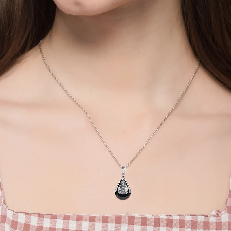 TUHE 2018 Water Drop CZ Crystal Pendant Necklace For Women High Quality Stainless Steel Chain Beauty Engagement Party Jewelry | Украшения и