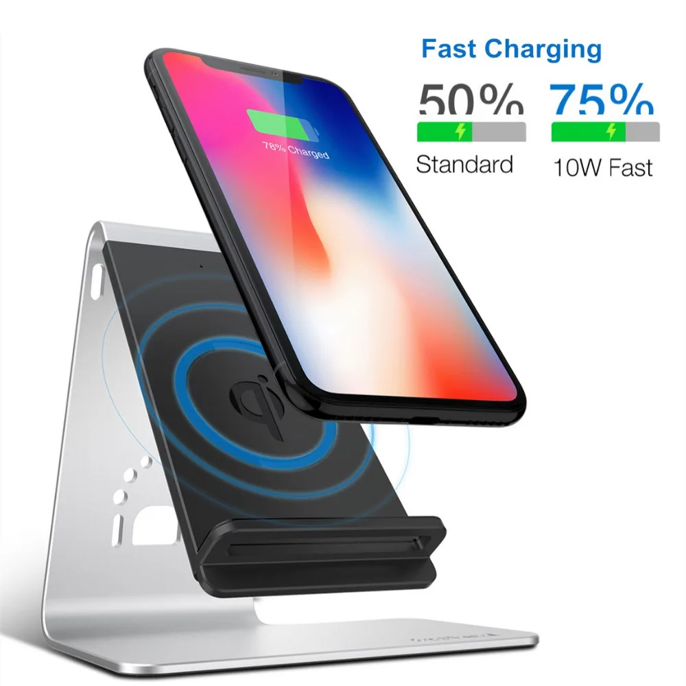 10 Вт Qi Беспроводное зарядное устройство для iPhone X XS 8 Plus 2 в 1 держатель быстрой