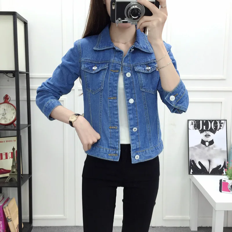 Джинсовая короткая куртка женская весна осень Корейская версия Студенческая