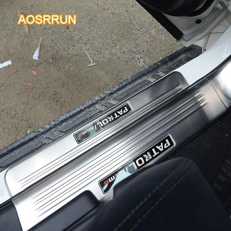 AOSRRUN, нержавеющая сталь, Накладка на порог, Накладка на порог, светодиодный, Накладка на порог, Накладка на порог, автомобильные аксессуары для Nissan Patril y62