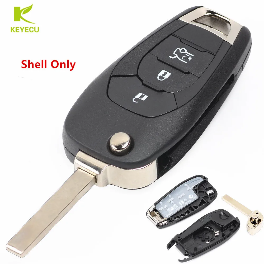 KEYECU новый флип Замена дистанционного ключа чехол Fob 3 кнопки для Chevrolet Cruze Aveo 2014 2017