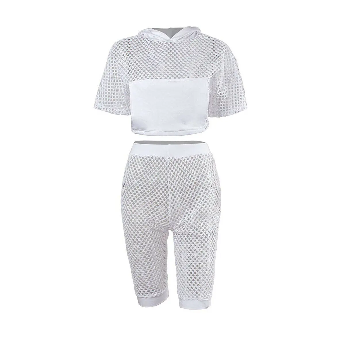 Женский пляжный комплект из 2 предметов пикантный сетчатый укороченный топ с